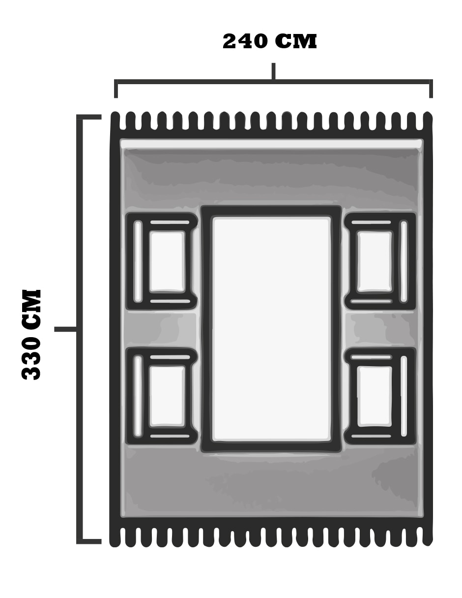 TAPETE ANTIQUE, 330 X 240 CM, PLATEADO