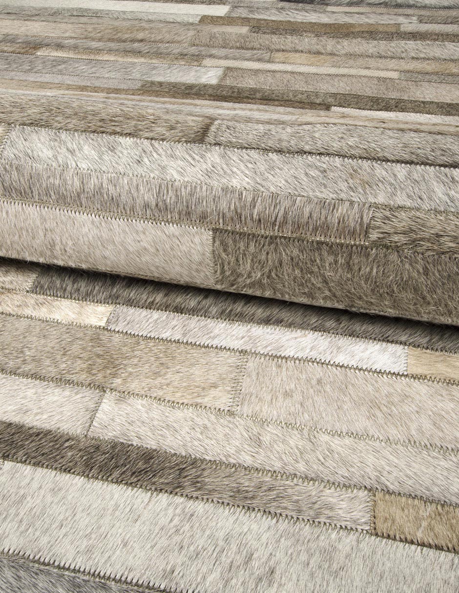 TAPETE PELO PIEL D, 230 X 160 CM, GRIS